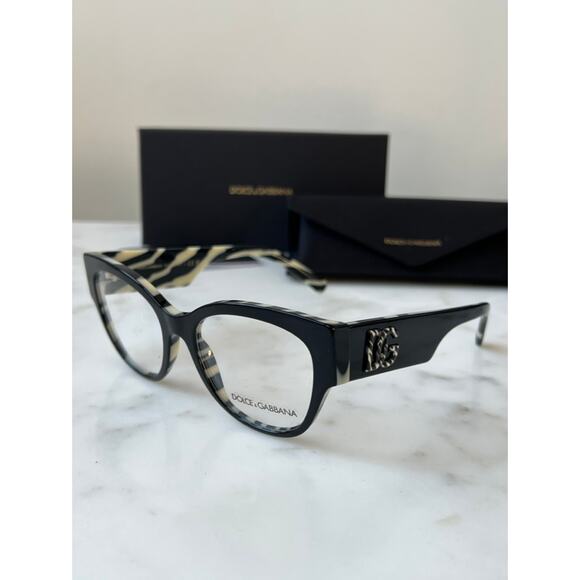 NEW Dolce Gabbana DG3377 Black Zebra Cat Eyeglasses Frames - Picture 3 of 8